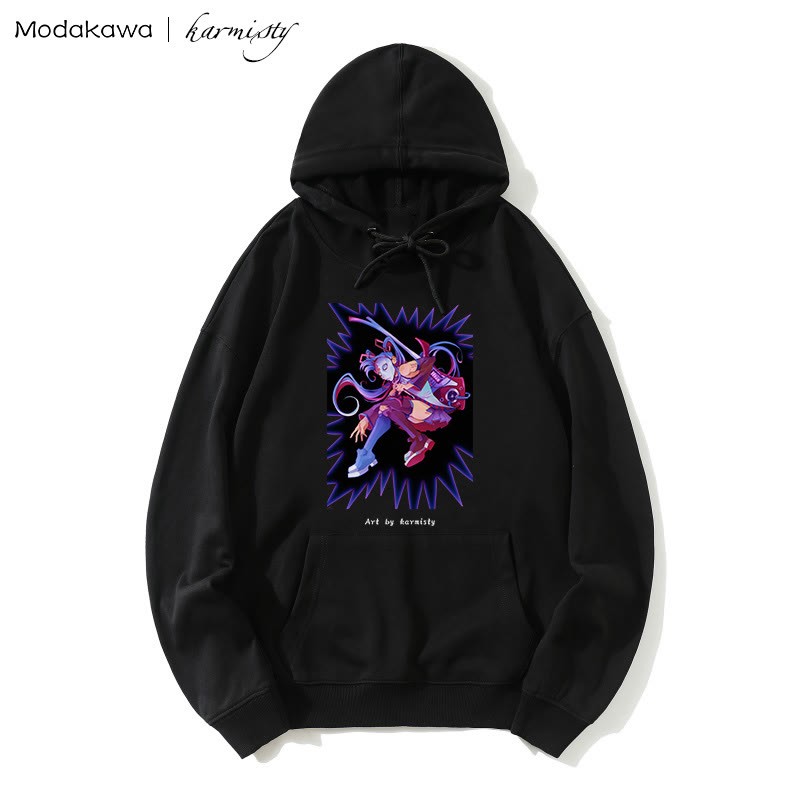 MODAKAWA X karmisty – Lockerer Hoodie mit „Masked Girl“-Print - Black - 5XL - image 2