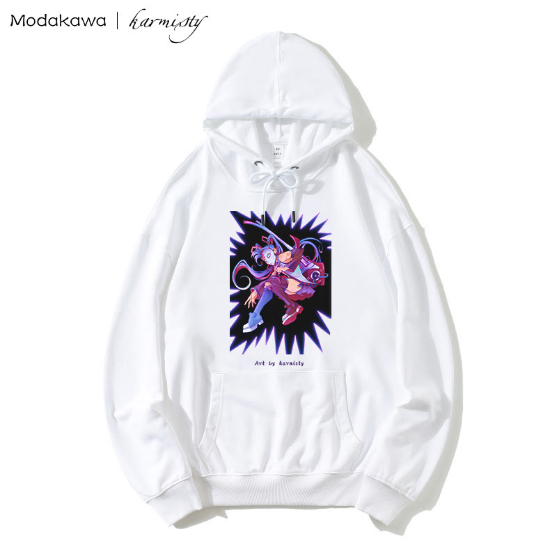 MODAKAWA X karmisty – Lockerer Hoodie mit „Masked Girl“-Print - White - 5XL - image 1