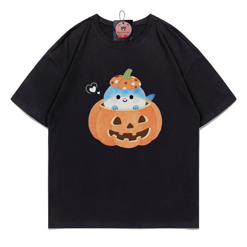 T-Shirt mit Kürbis-Hai-Print - Black - 5XL - image 1