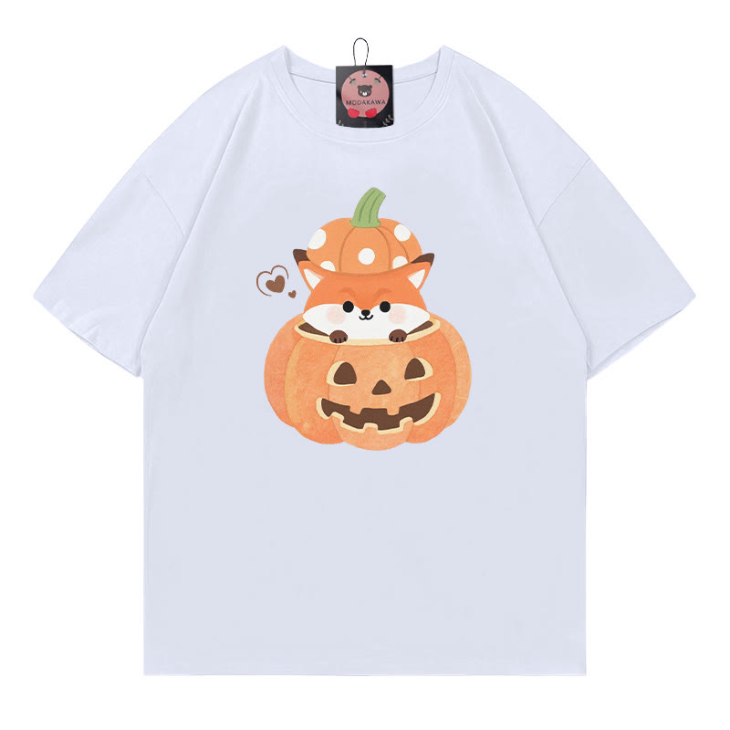 T-Shirt mit Kürbis-Fuchs-Print - White - 5XL - image 2