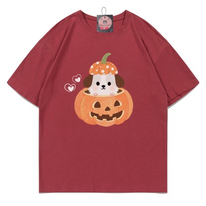 T-Shirt mit Kürbiswelpen-Print - Red - 5XL - image 1