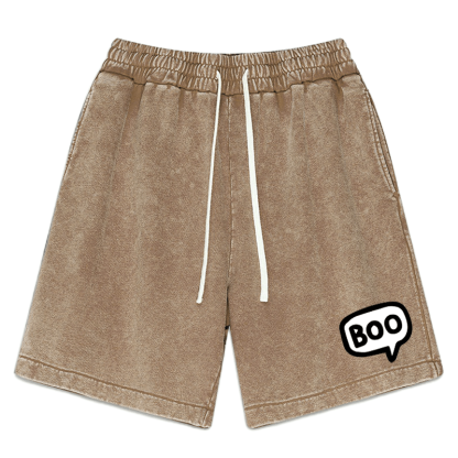 BOO – Shorts mit Buchstaben-Print im Vintage-Look - Brown - 3XL - image 1