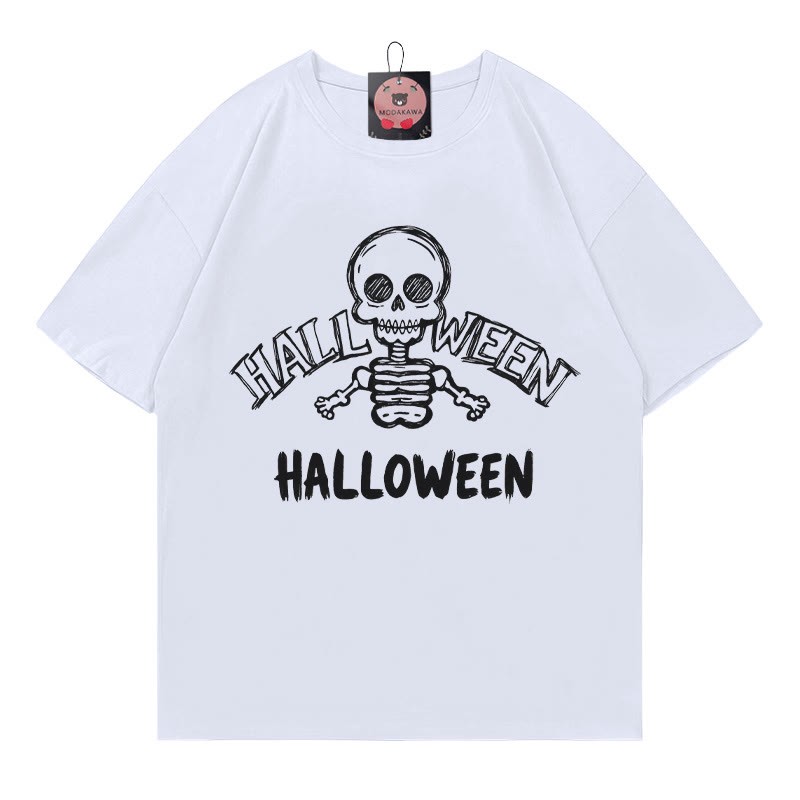 Halloween-T-Shirt mit Totenkopf-Print - White - 5XL - image 2