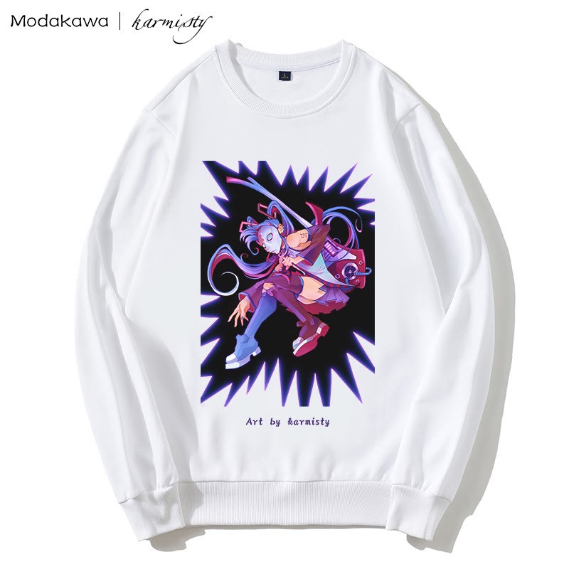 MODAKAWA X karmisty Sweatshirt mit Rundkragen und „Masked Girl“-Print - White - 5XL - image 2