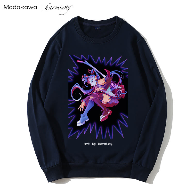 MODAKAWA X karmisty Sweatshirt mit Rundkragen und „Masked Girl“-Print - Black - 5XL - image 1
