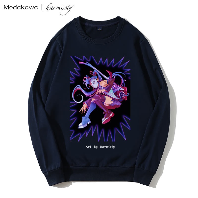 MODAKAWA X karmisty Sweatshirt mit Rundkragen und „Masked Girl“-Print - Black - 5XL - image 1