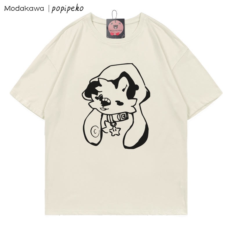 MODAKAWA X popipeko Welpenprint T-Shirt - Beige - 5XL - image 1