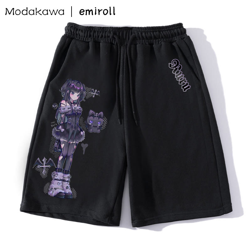 MODAKAWA X emiroll – Shorts mit Ruru-Print - Black - 5XL - image 1