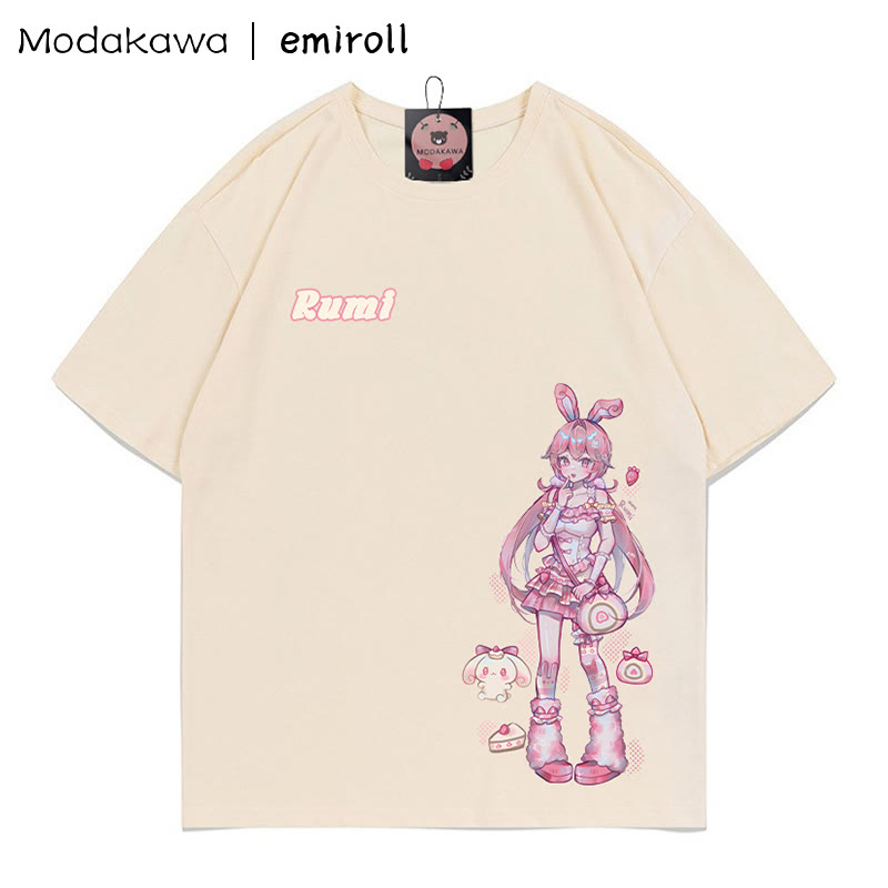MODAKAWA X emiroll Rumi Print T-Shirt - Apricot - 5XL - image 1
