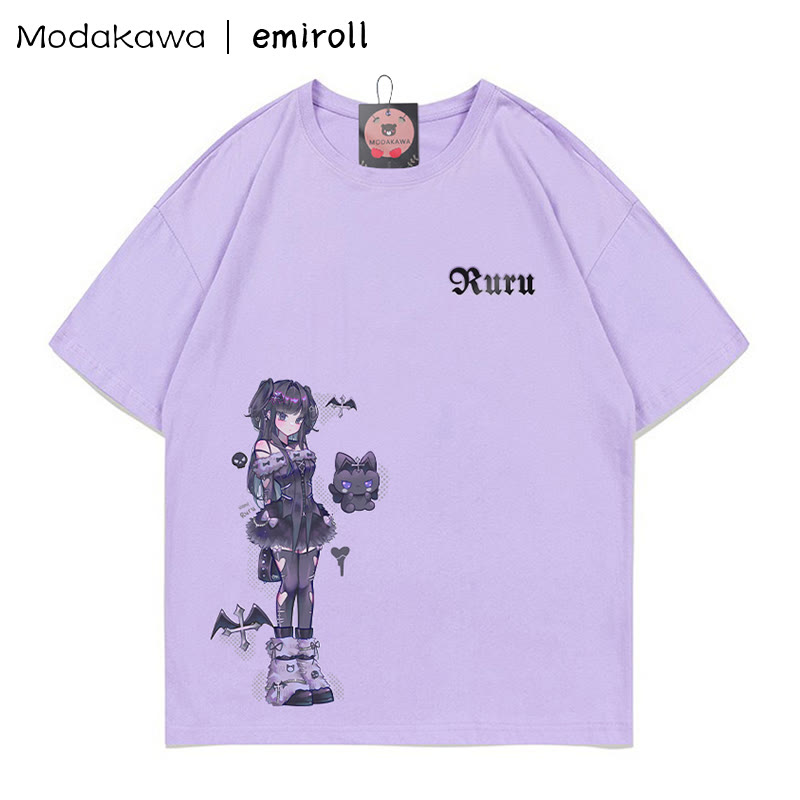 MODAKAWA X emiroll Ruru Print T-Shirt - Purple - 5XL - image 1