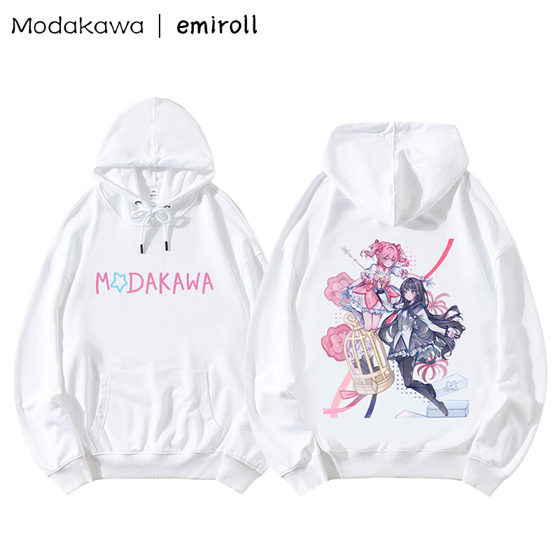 MODAKAWA X emiroll – Lockerer Hoodie mit Madoka-Homura-Print - White A - 5XL - image 8