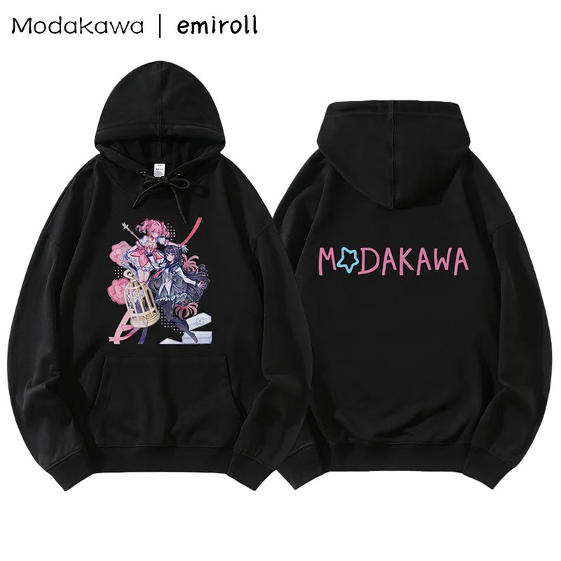 MODAKAWA X emiroll – Lockerer Hoodie mit Madoka-Homura-Print - Black B - 5XL - image 7