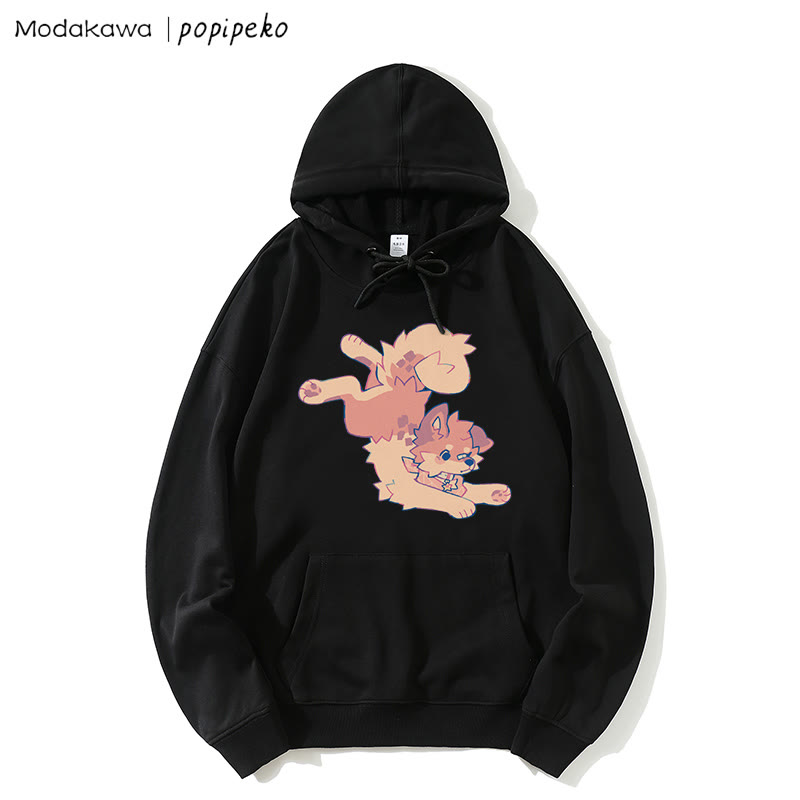 MODAKAWA X popipeko Lockerer Hoodie mit Welpen-Print - Black - 5XL - image 1