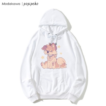 MODAKAWA X popipeko Lockerer Hoodie mit Welpen-Print - White - 5XL - image 2