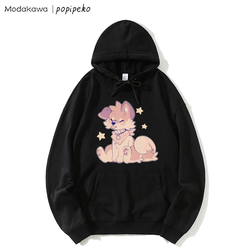 MODAKAWA X popipeko Lockerer Hoodie mit Welpen-Print - Black - 5XL - image 1