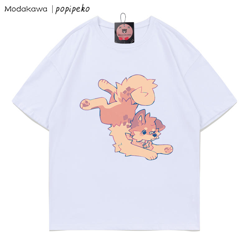 MODAKAWA X popipeko Welpenprint T-Shirt - White - 5XL - image 3