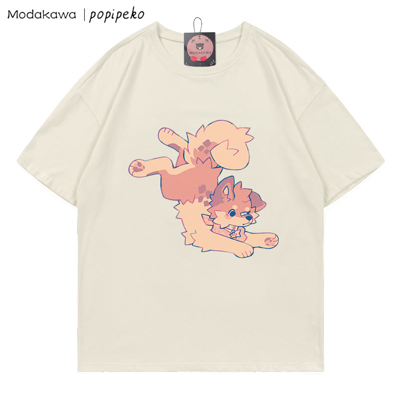 MODAKAWA X popipeko Welpenprint T-Shirt - Beige - 5XL - image 2