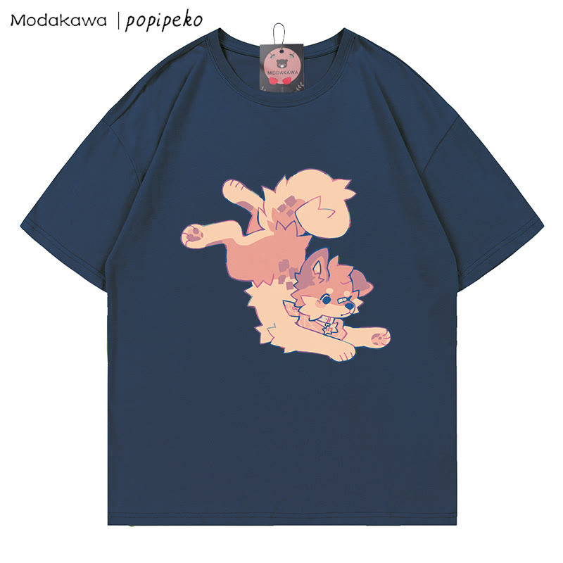 MODAKAWA X popipeko Welpenprint T-Shirt - Purplish Blue - 5XL - image 4