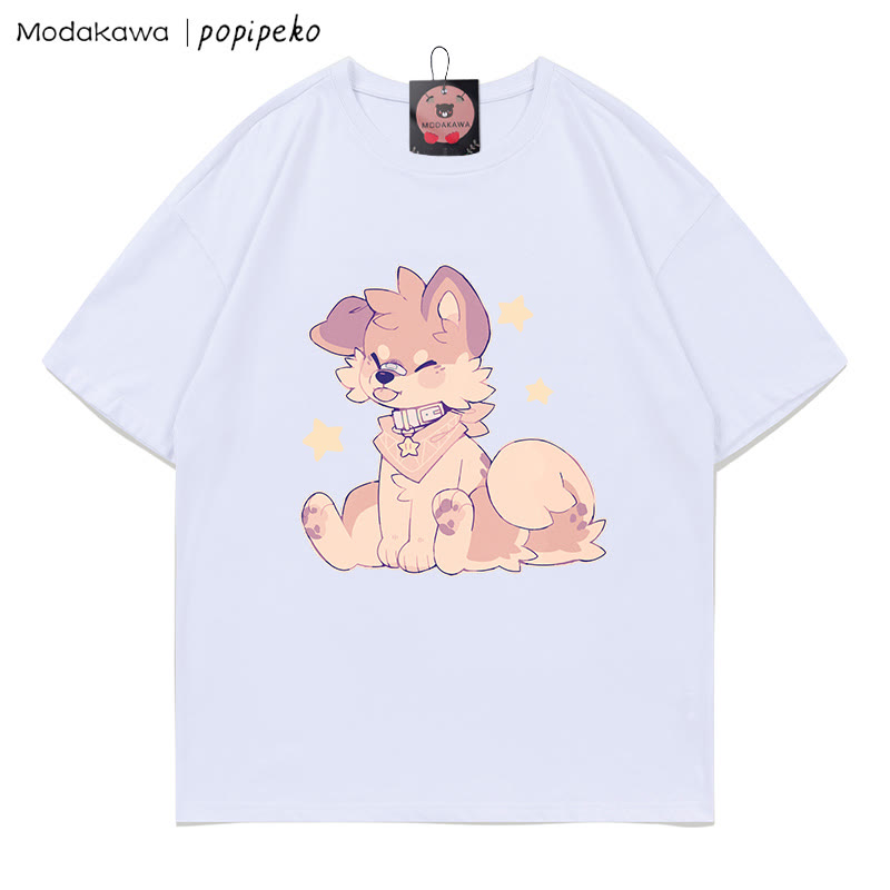 MODAKAWA X popipeko Welpenprint T-Shirt - White - 5XL - image 4