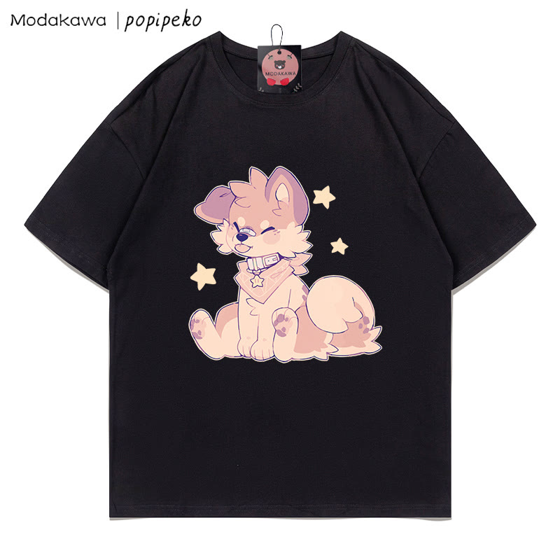 MODAKAWA X popipeko Welpenprint T-Shirt - Black - 5XL - image 1
