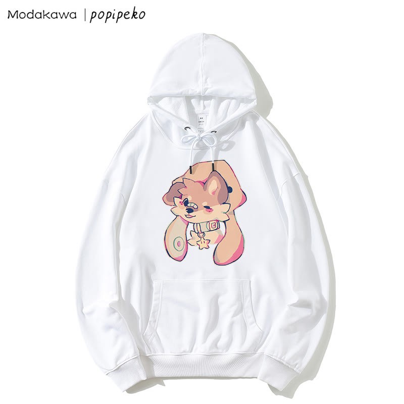 MODAKAWA X popipeko Lockerer Hoodie mit Welpen-Print - White - 5XL - image 3