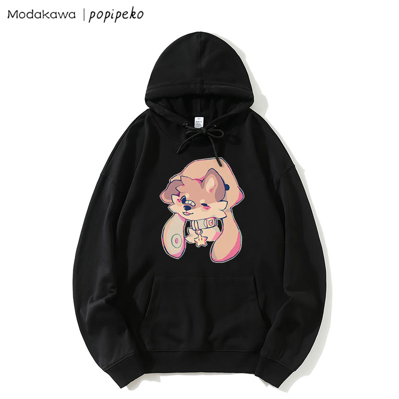 MODAKAWA X popipeko Lockerer Hoodie mit Welpen-Print - Black - 5XL - image 2