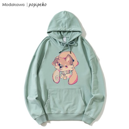 MODAKAWA X popipeko Lockerer Hoodie mit Welpen-Print - Green - 5XL - image 1