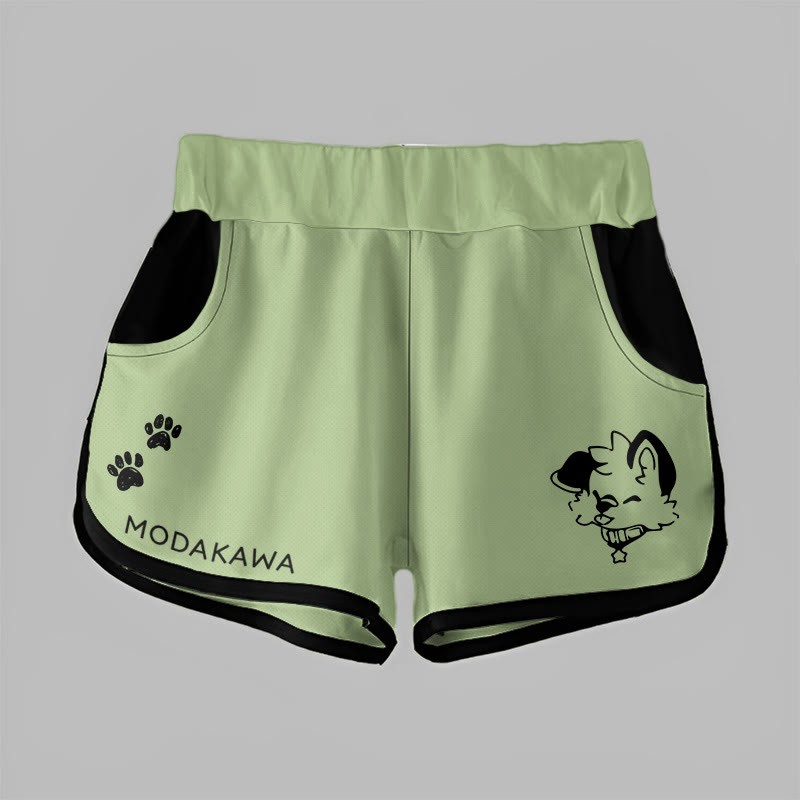MODAKAWA X popipeko Shorts mit Farbverlauf und Welpenprint - Green - 5XL - image 7