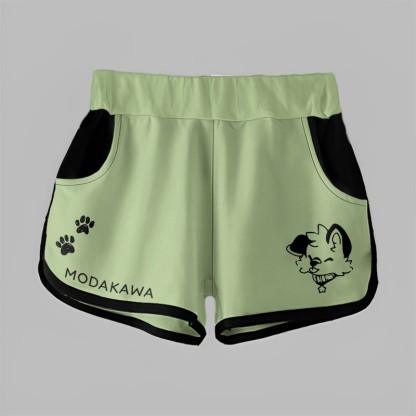 MODAKAWA X popipeko Shorts mit Farbverlauf und Welpenprint - Green - 5XL - image 7