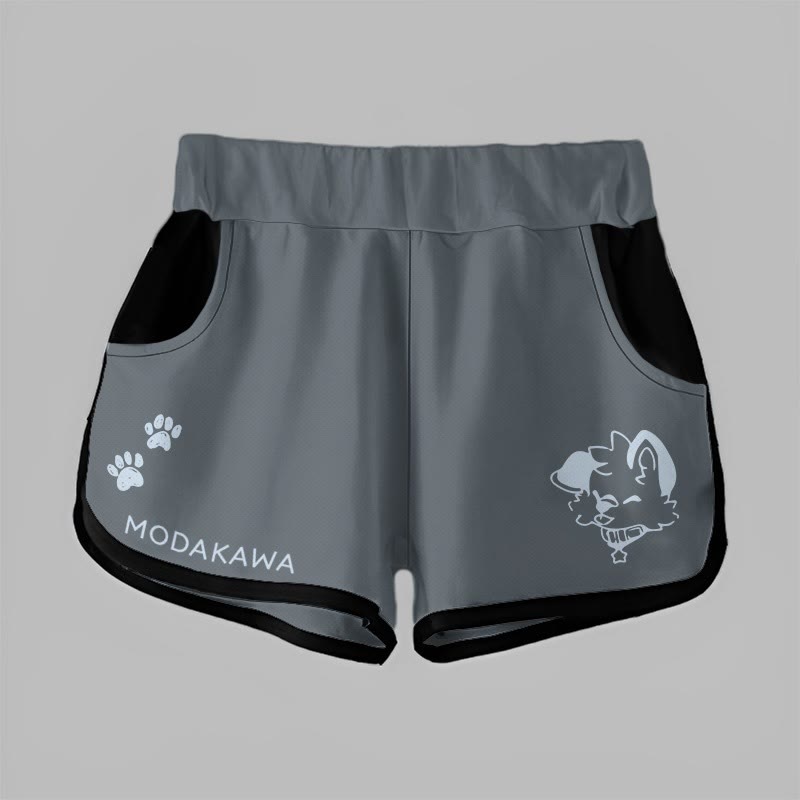 MODAKAWA X popipeko Shorts mit Farbverlauf und Welpenprint - Dark Grey - 5XL - image 6