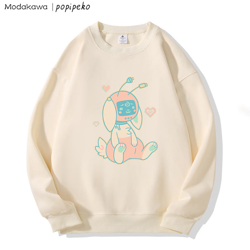 MODAKAWA X popipeko Robot Bunny Print Rundhals-Sweatshirt - Apricot - 5XL - image 1