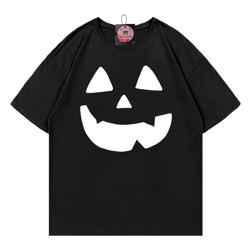 T-Shirt mit Kürbisgesicht-Print - Black - 5XL - image 1