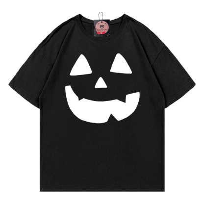 T-Shirt mit Kürbisgesicht-Print - Black - 5XL - image 1