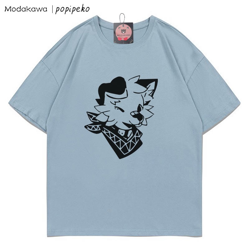 MODAKAWA X popipeko Welpenprint T-Shirt - Dusty Blue - 5XL - image 1