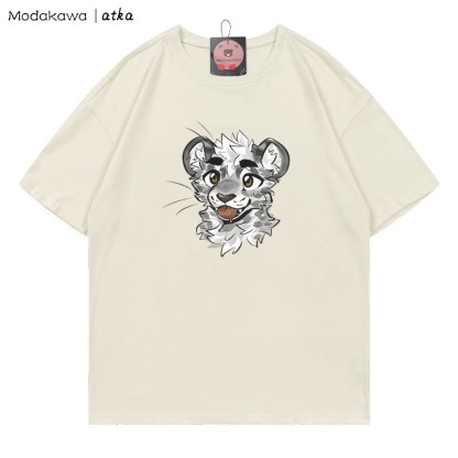 MODAKAWA X atka – T-Shirt mit frechem Tigergesicht und Grafik - Beige - 5XL - image 2