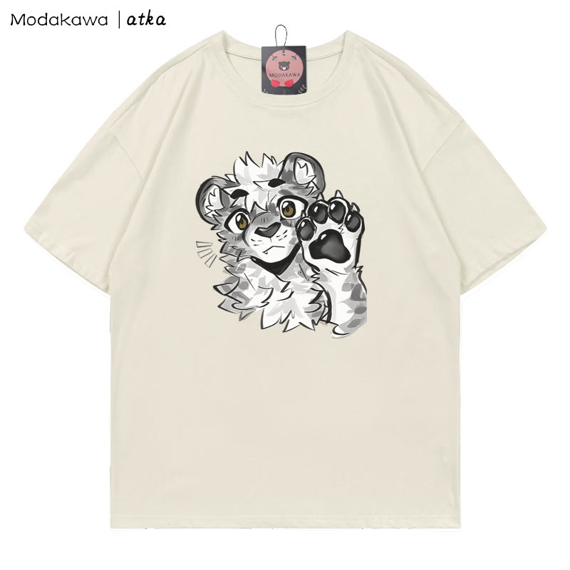 MODAKAWA X atka Tiger Paw Wave Grafik-T-Shirt - Beige - 5XL - image 1