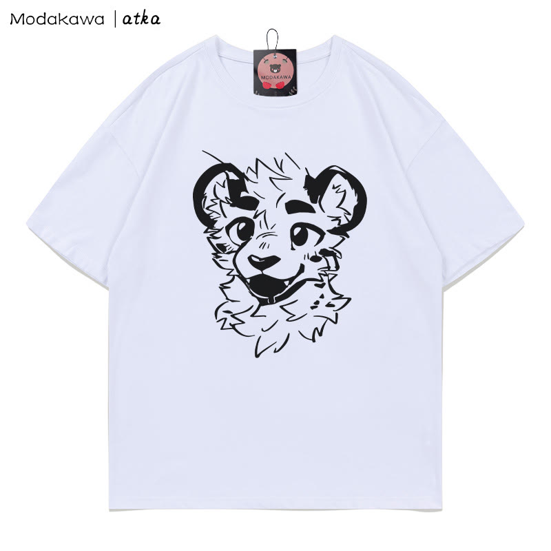 MODAKAWA X atka Cheeky Tiger Face Grafik-T-Shirt - White - 5XL - image 2