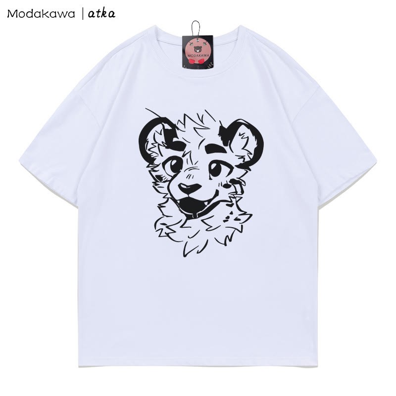 MODAKAWA X atka Cheeky Tiger Face Grafik-T-Shirt - White - 5XL - image 2