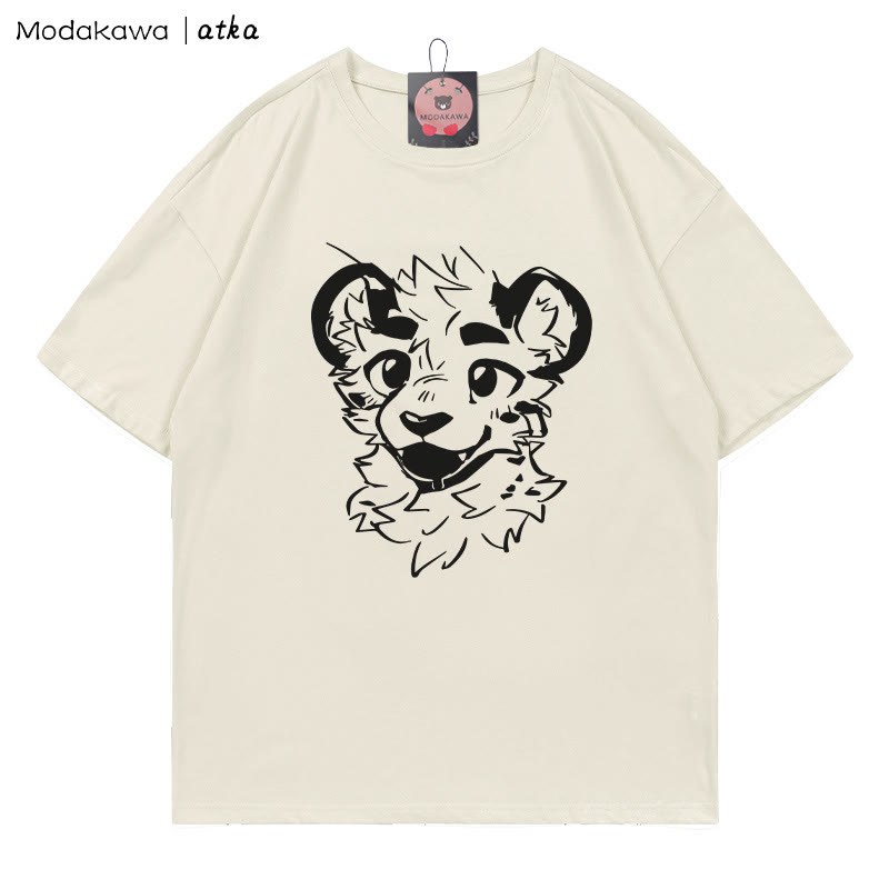 MODAKAWA X atka Cheeky Tiger Face Grafik-T-Shirt - Beige - 5XL - image 1
