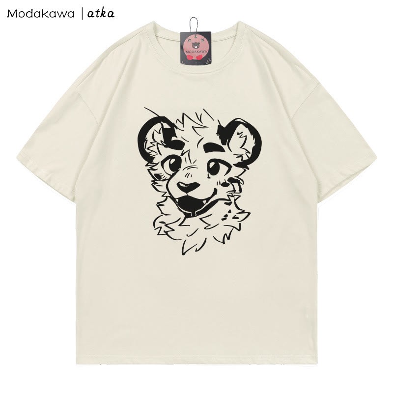 MODAKAWA X atka Cheeky Tiger Face Grafik-T-Shirt - Beige - 5XL - image 1