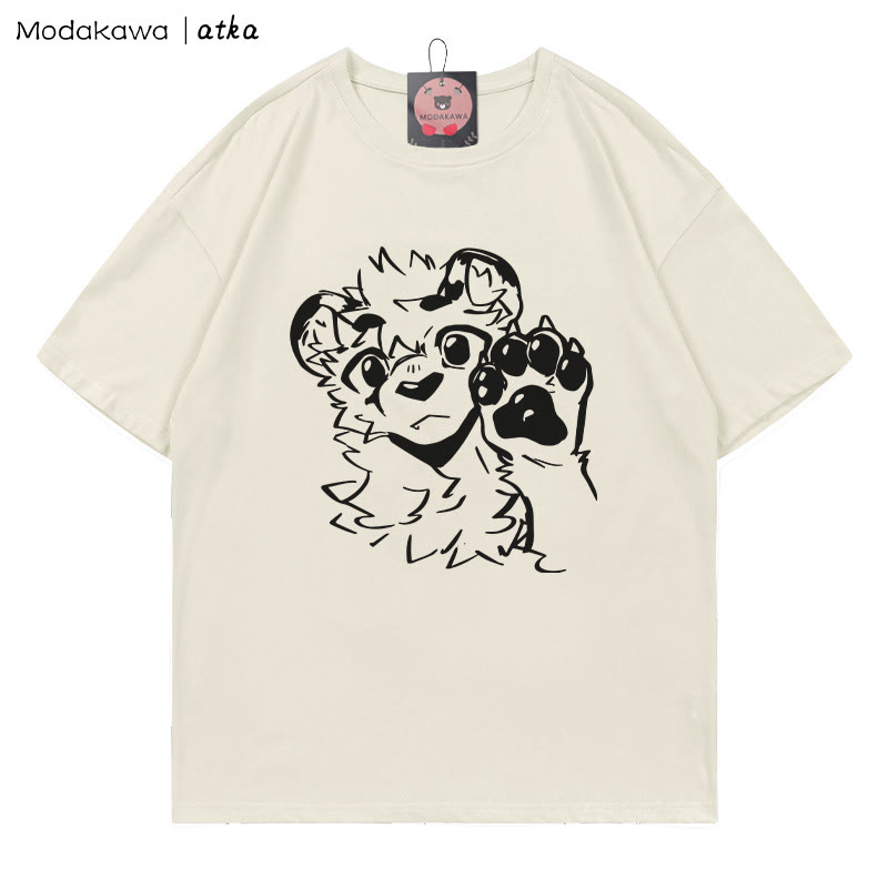 MODAKAWA X atka Tiger Paw Wave Grafik T-Shirt - Beige - 5XL - image 1