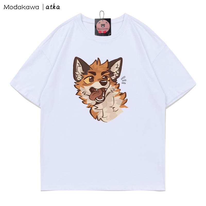 MODAKAWA X atka T-Shirt mit verspieltem Fuchsgesicht-Grafik - White - 5XL - image 2