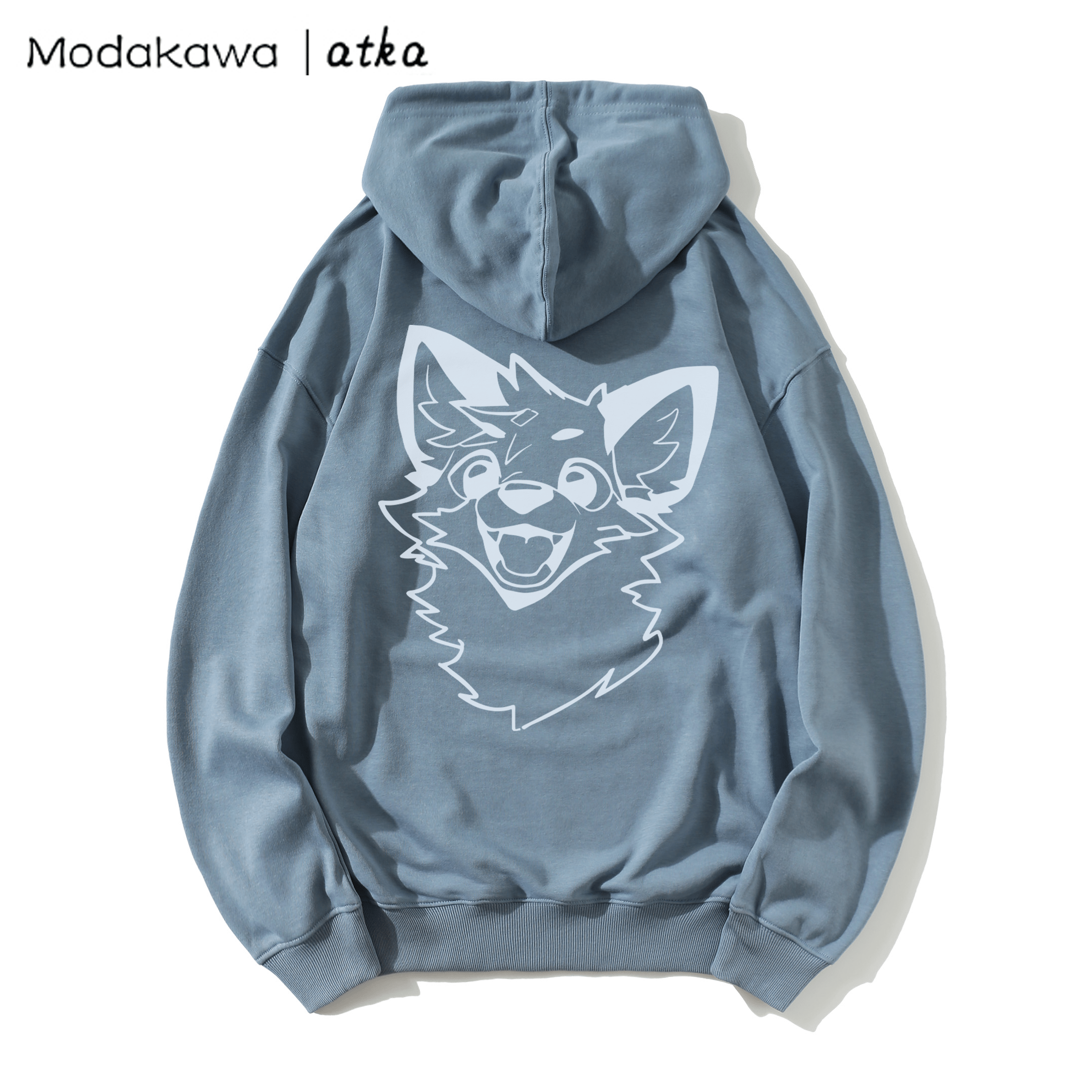 MODAKAWA X atka Lockerer Hoodie mit Fuchs-Print - Dusty Blue - 5XL - image 5
