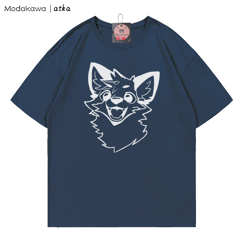 MODAKAWA X atka Fuchs-Print T-Shirt - Purplish Blue - 5XL - image 4