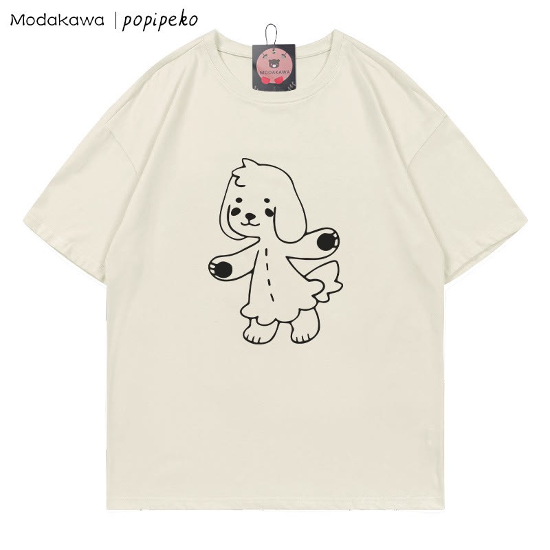 MODAKAWA X popipeko Puppy Pookie Print T-Shirt - Beige - 5XL - image 1