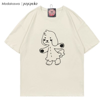 MODAKAWA X popipeko Puppy Pookie Print T-Shirt - Beige - 5XL - image 1