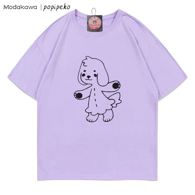 MODAKAWA X popipeko Puppy Pookie Print T-Shirt - Purple - 5XL - image 5