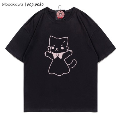 MODAKAWA X popipeko Kitty Print T-Shirt - Black B - 5XL - image 3