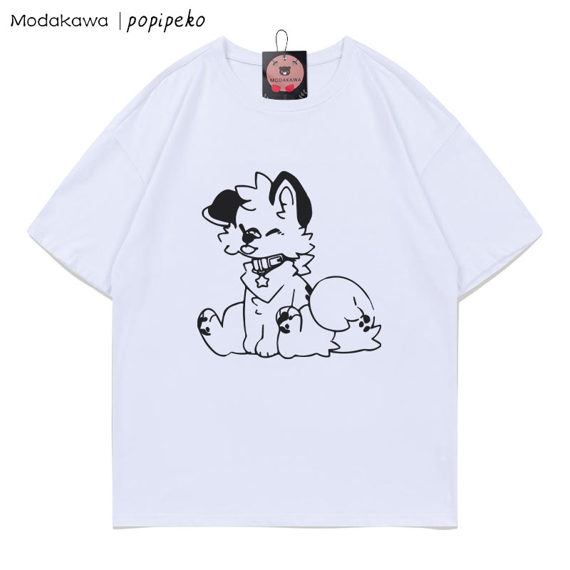 MODAKAWA X popipeko Welpenprint T-Shirt - White - 5XL - image 3