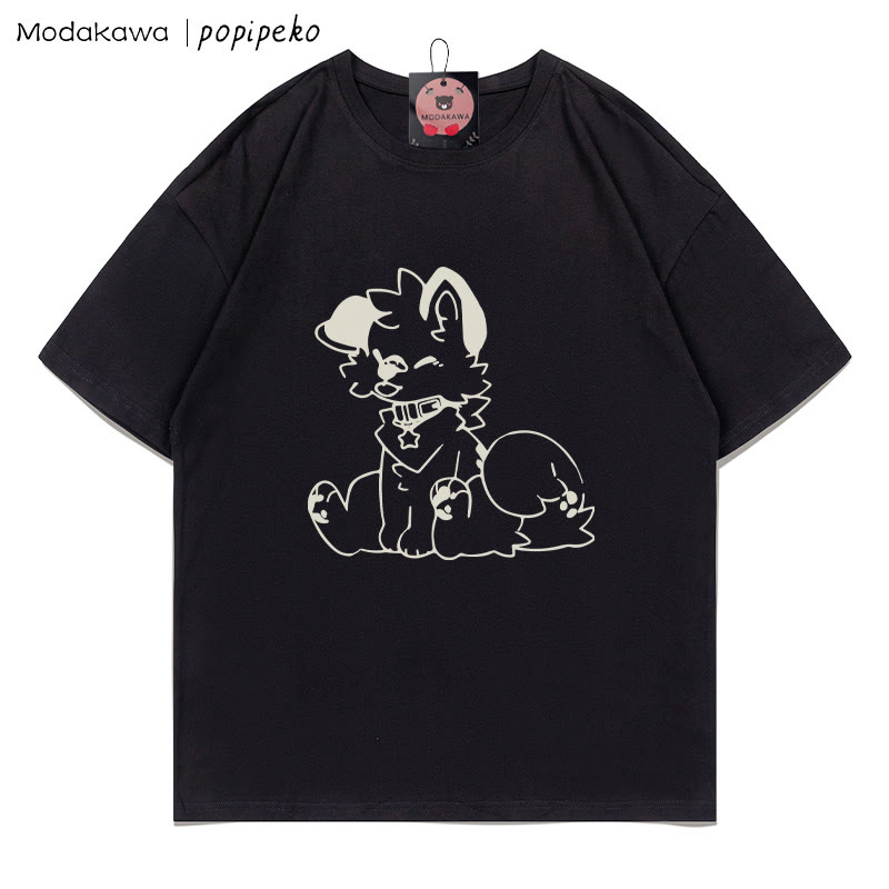 MODAKAWA X popipeko Welpenprint T-Shirt - Black - 5XL - image 2